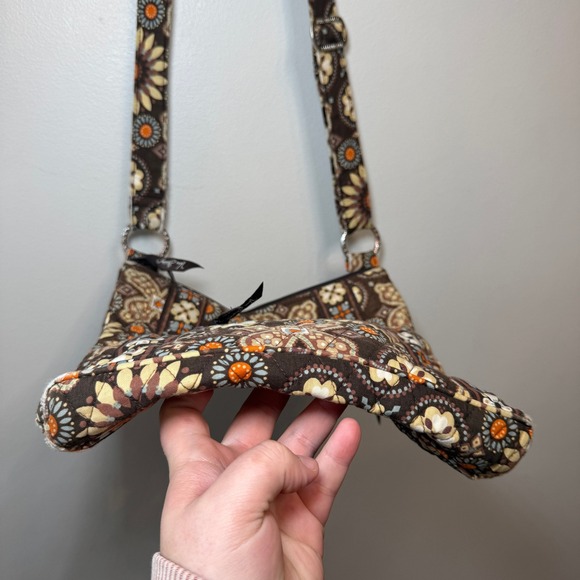 Vera Bradley Quilted Crossbody Bag Purse Canyon Floral Print Brown Adjustable - Picture 4 of 7